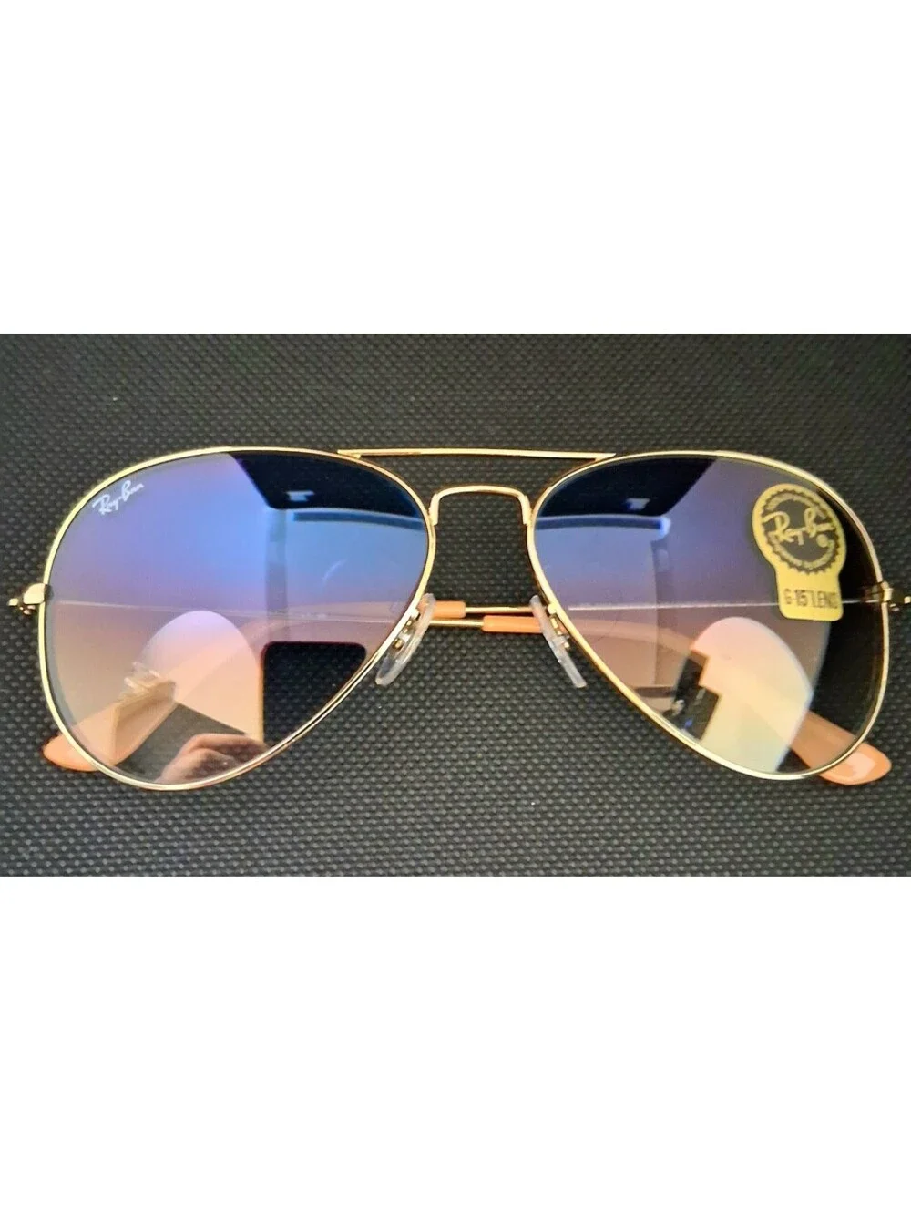 NEW Ray Ban RB3025 58mm Aviator Blue Gradient Lens Gold Frame Sunglasses